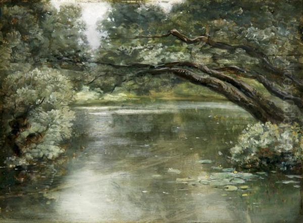 Lakeside Landscape With Lily Pads - view 1