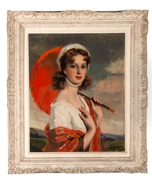 Portrait Of A Young Lady With Red Parasol - view 1