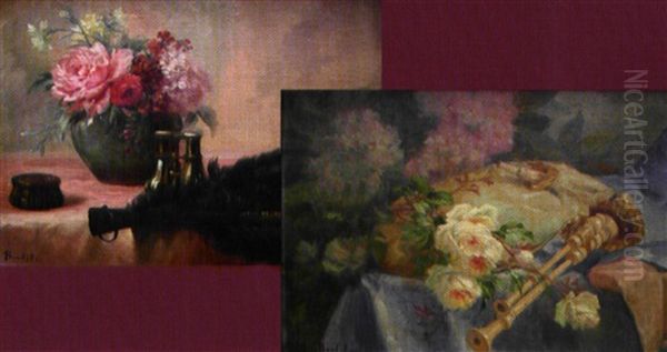 Natures Mortes Aux Fleurs Et Musique (+ Nature Morte Aux Fleurs Et Evantail, Faisant Pendant; 2 Works) - view 1