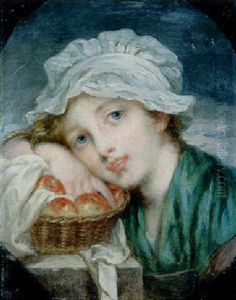 Jeune Fille Au Panier De Pommes by Marie-Genevieve Bouliard