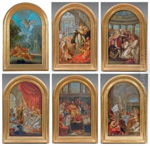 Suite De Six Esquisses Sur La Vie De Saint Augustin (6 Sketches) by Louis de, the Younger Boulogne