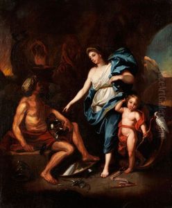 Venus Mit Dem Amorknaben In Der Schmiede Des Vulkan by Louis de, the Younger Boulogne