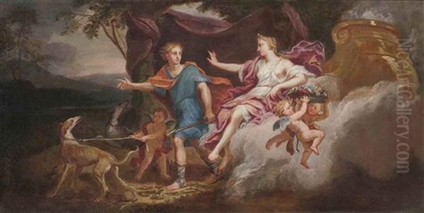 Venus And Adonis by Louis de, the Younger Boulogne