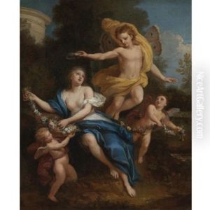 Zephyr Crowning Flora by Louis de, the Younger Boulogne