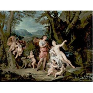 Venus And Adonis by Louis de, the Younger Boulogne