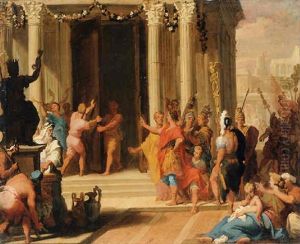 The Emperor Augustus Ordering The Closing Og The Doors Of The Temple Of Janus by Louis de, the Younger Boulogne