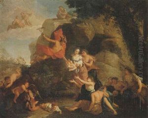Mercury Entrusting The Infant Bacchus To The Nymphs On Mount Nysa by Louis de, the Younger Boulogne