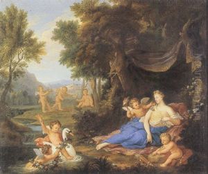 Venus And Cupid Among Other Putti In A Grotto by Louis de, the Younger Boulogne