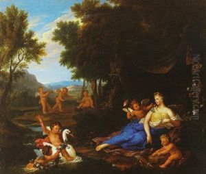 Reclining Venus With Attendant Putti In A Wooded Landscape by Louis de, the Younger Boulogne