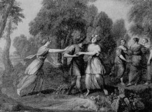 A Classical Youth And Maidens Playing Blind Man's Bluff In A Wooded Landscape