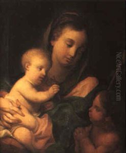 Maria Med Jesusbarnet Och Johannesbarnet