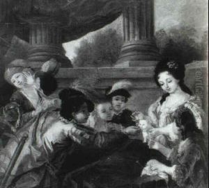 Groupe D'enfants S'amusant Avec Un Chat by Louis de, the Younger Boulogne