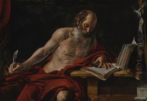 St. Jerome In His Study by Valentin De Boulogne