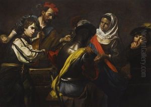 A Fortune Teller, Bravo, Lute Player, Drinking Figure, And A Pick-pocket by Valentin De Boulogne