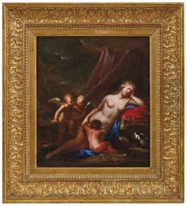 Schlafende Venus Mit Amor by Valentin De Boulogne