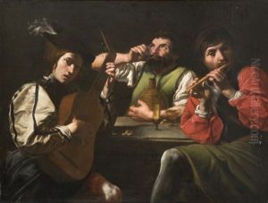 Reunion De Musiciens Et Buveurs by Valentin De Boulogne