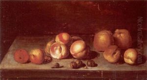 Still Life With Apples And A Snail On A Stone Ledge by Johannes Bouman