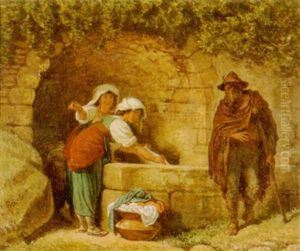 Wascherinnen Am Brunnen by Emile Bourcart
