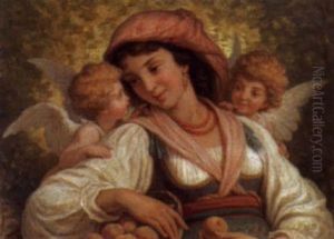 Junge Trachtenfrau Mit Apfeln by Emile Bourcart