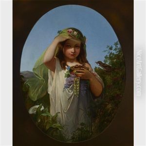 Spring Personified (young Maiden With A Bird's Nest) by Henri Jacques Bource