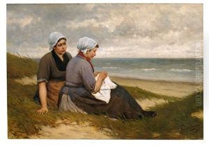 Zwei Madchen In Belgischer Tracht Am Strand