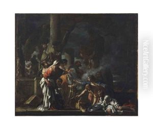 King Solomon Sacrificing To The Idols by Sebastien Bourdon