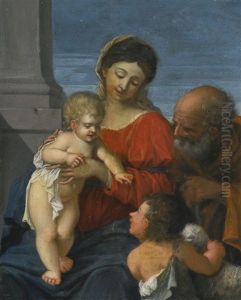The Holy Family, With The Infant Saint John The Baptist by Sebastien Bourdon