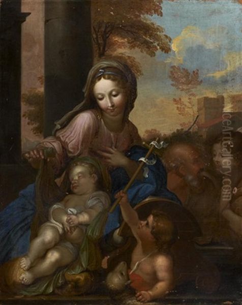 Sainte Famille Avec La Vierge Contemplant L'enfant Endormi - view 1