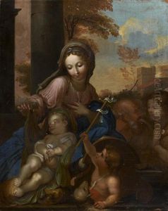 Sainte Famille Avec La Vierge Contemplant L'enfant Endormi