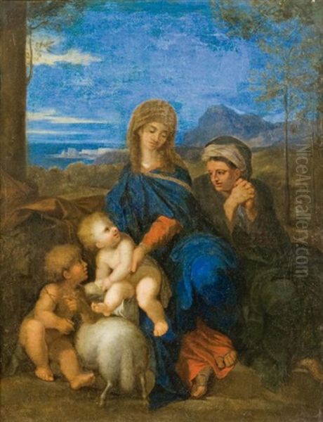 Vierge A L'enfant, Sainte Elisabeth Et Saint Jean-baptiste Dans Un Paysage - view 1