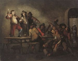 Soldiers Brawling In A Guardroom