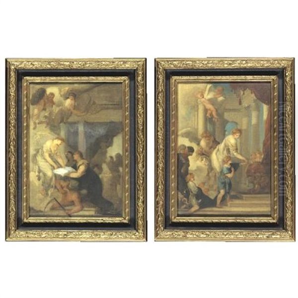 Bathsheba Leading Solomon To The Throne (+ An Allegory In Honor Of Mazarin; Pair) - view 1