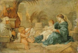 Holy Family With The Infant Saint John The Baptist And Saint Elizabeth by Sebastien Bourdon