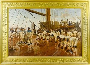 Lavage Du Pont Washing The Deck by Gustave Bourgain