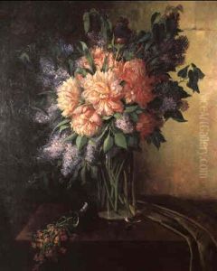Nature Morte Au Bouquet De Pivoines Et Lilas