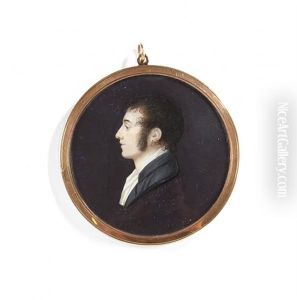 Portrait De Jeune Homme En Buste De Profil Vers La Gauche, Il Est Coiffe De Fines Meches Et Porte Des Favoris by Charles Guillaume Alexandre Bourgeois