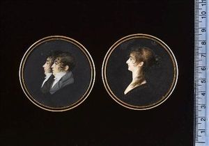 Charles-tristan And Louis-desire De Montholon, Side-by-side, Profile To The Left (+ A Girl, Profile To The Left, Her Hair Partially Upswept In A Loose Bun, Verso) by Charles Guillaume Alexandre Bourgeois
