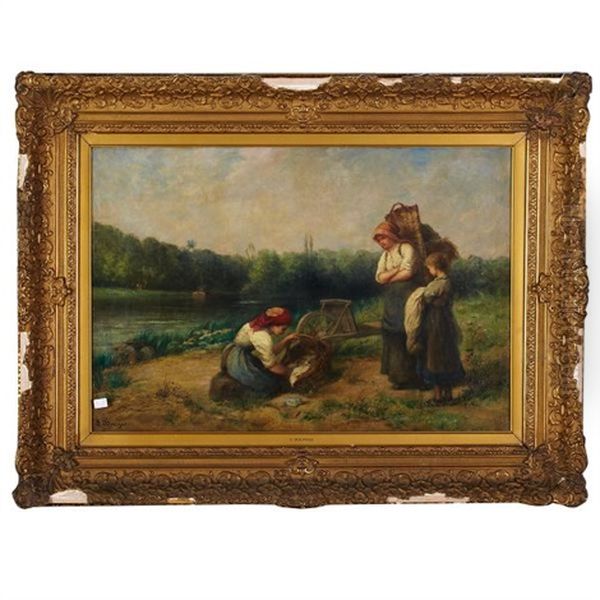 Fieldworkers Tending Baby - view 1