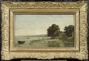 Seeufer Mit Kahn by Pauline Elise Leonide Bourges