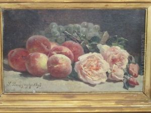 Nature Morte Aux Peches Et Roses by Pierre Bourgogne