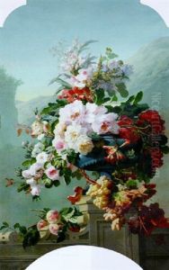 A Still Life Of Flowers And Fruit A Still Life Of Flowers And Fruit