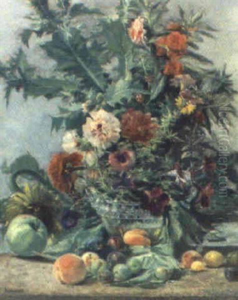 Stilleben Med Blommor Och Frukter - view 1