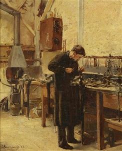 In The Workshop by Claude Charles Bourgonnier