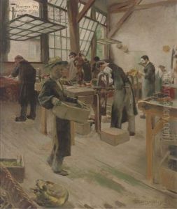 In The Workshop by Claude Charles Bourgonnier