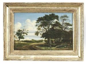 Sommerliche Landschaft Mit Einem Bauer Am Rande Eines Sandigen Fahrwegs by James Bourne