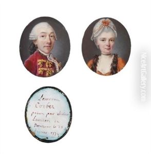 Laurent Corbet In Fur-bordered Red Velvet Coat (+ Wife Of Laurent Corbetin Fur-bordered Orange Surcoat; Pair) Laurent Corbet In Fur-bordered Red Velvet Coat (+ Wife Of Laurent Corbetin Fur-bordered Orange Surcoat; Pair)