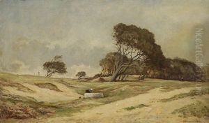 Lavandiere Dans Le Vent Des Landes by Francois Edouard Bournichon