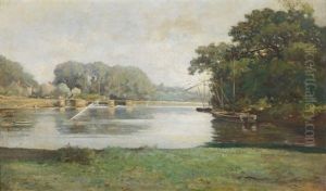 Peniche Sur La Riviere by Francois Edouard Bournichon