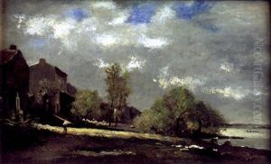 Lavandiere En Bord De Riviere by Francois Edouard Bournichon