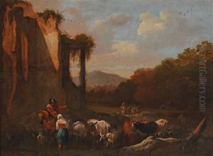 A Landscape With Figures And Cattle